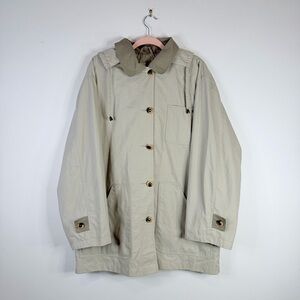 Vintage Fleet Street Beige Hooded Anorak Jacket - Women's Large Removable Hood